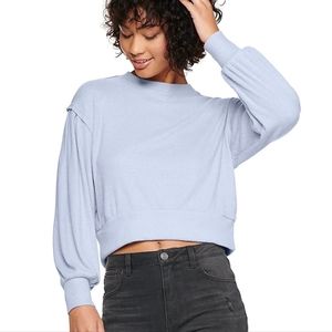 NWT - SO Junior's Balloon Sleeve Sweatshirt - Blue, Size Large